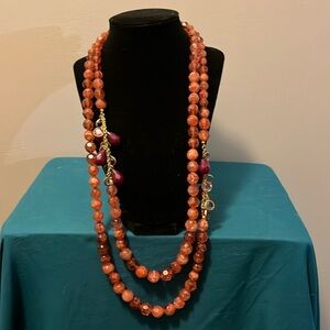 Vintage Lydell New York cranberry beaded necklace